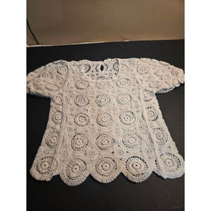 Women's Solitaire Cream Crochet Blouse M